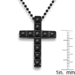 Men's Tungsten Carbide Polished Black-plated Faceted Design Cross Necklace