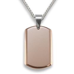 Men's Tungsten Carbide Rose-plated Small Dog Tag Necklace