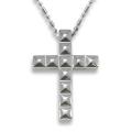 Tungsten Carbide Polished Cross Faceted Design Necklace