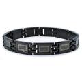 Stainless Steel Men's Blackplated Greek Key Design Bracelet