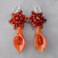 Carnelian Rose Vines Star Flower Earrings (Thailand)