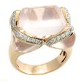 14k Rose Gold Quartz and 1/2ct TDW Diamond Ring (H-I, I1) (Size 7)