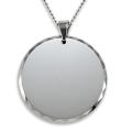 Tungsten Carbide Engravable Disc Faceted Edge Necklace