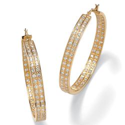 Ultimate CZ 14k Gold Overlay Cubic Zirconia Hoop Earrings