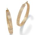 Ultimate CZ 14k Gold Overlay Cubic Zirconia Hoop Earrings