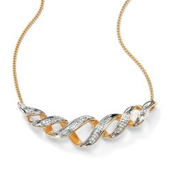 18k Gold over Sterling Silver Diamond Accent Floating Ribbon Necklace