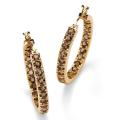 Angelina D'Andrea 18k Yellow Gold over Sterling Silver Smokey Quartz Hoop ...
