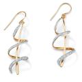 18k Gold over Sterling Silver Diamond Accent Ribbon Earrings