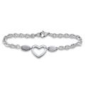 Stainless Steel Polished Heart Cut-out Charm Bracelet