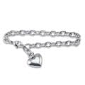 Stainless Steel Polished Heart Charm Bracelet