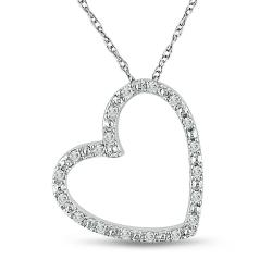 10k White Gold 1/10ct TDW Diamond Heart Necklace (G-H, I2-I3)