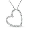 10k White Gold 1/10ct TDW Diamond Heart Necklace (G-H, I2-I3)