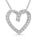 10k White Gold 1/10ct TDW Diamond Heart Necklace (J-K, I2-I3)