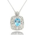 Sterling Silver Blue Topaz and Diamond Accent Necklace