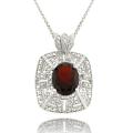 Sterling Silver Garnet and Diamond Accent Necklace