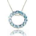 Sterling Silver Blue Topaz Circle Necklace