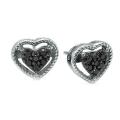 Sterling Silver 1/4ct TDW Black Diamond Heart Stud Earrings