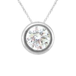 10k Gold April Birthstone Bezel-set White Topaz Designer Necklace