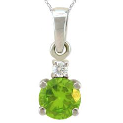 10k Gold August Birthstone Peridot and Diamond Necklace