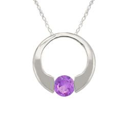 10k Gold February Birthstone Amethyst Circle Necklace