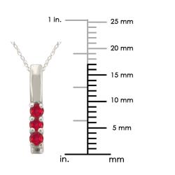 10k Gold Created Ruby 3-stone Necklace