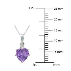 10k Gold Amethyst and 1/50ct TDW Diamond February Birthstone Heart Necklace (G-H, SI1-SI2)