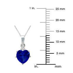 10k Gold Created Sapphire 1/50ct TDW Diamond September Birthstone Heart Necklace (G-H, SI1-SI2)