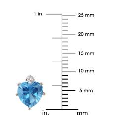 10k Gold Swiss Blue Topaz and Diamond December Birthstone Heart Earrings