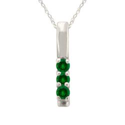 10k Gold Created Emerald 3-stone Necklace