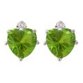 10k Gold Peridot and Diamond August Birthstone Heart Earrings
