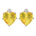 10k Gold Citrine and Diamond November Birthstone Heart Earrings