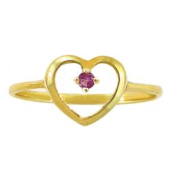 10k Gold June Birthstone Rhodolite Petite Designer Heart Ring