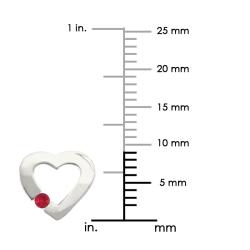 10k Gold July Birthstone Created Ruby Contemporary Bold Designer Heart Earrings