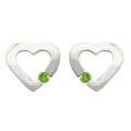 10k Gold August Birthstone Peridot Contemporary Bold Designer Heart Earrings