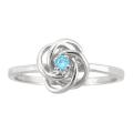 10k Gold March Birthstone Sky Blue Topaz Designer Love Knot Ring