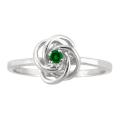 10k Gold May Birthstone Created Emerald Love Knot Designer Ring