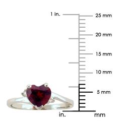 10k Gold January Birthstone Garnet and Diamond Heart Ring