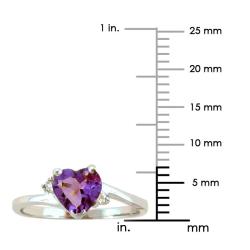 10k Gold February Birthstone Amethyst/ Diamond Heart Ring