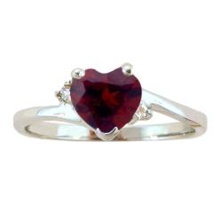 10k Gold January Birthstone Garnet and Diamond Heart Ring