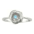 10k Gold March Birthstone Sky Blue Topaz Designer Flower Ring