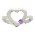 10k Gold Amethyst February Birthstone Heart Ring