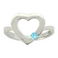 10k Gold Sky Blue Topaz March Birthstone Heart Ring