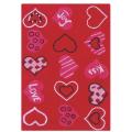 Hand-carved Alexa Kids Valentine Heart Love Red Wool Rug (5' x 8')