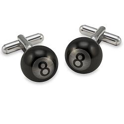 Stainless Steel Blackplated Eight Ball Cuff Links