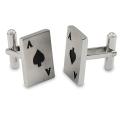 Stainless Steel and Black Resin Ace of Spades Card Cuff Links