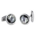 Stainless Steel Mother of Pearl and Abalone Domed Inlay Cuff Links