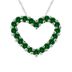 10k Gold Prong-set Created Emerald Heart Necklace