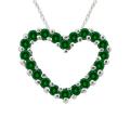 10k Gold Prong-set Created Emerald Heart Necklace