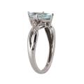 10k White Gold Aquamarine and Diamond Accent Ring