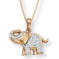 10k Two-tone Gold Diamond Accent Elephant Pendant